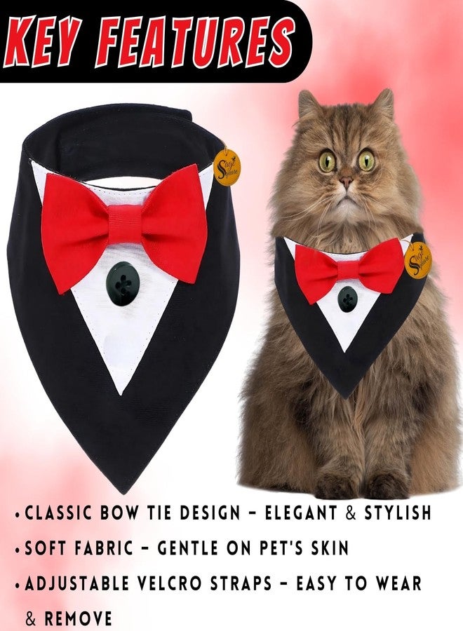 Sage Square Trendy Tuxedo Bandana for Pets | Perfect for Special Occasions Like Weddings, Birthdays & Parties | Easy to Wear, Comfortable Fit | Luxury Apparel for Dogs & Cats (Black & Red, Small) - Image 5